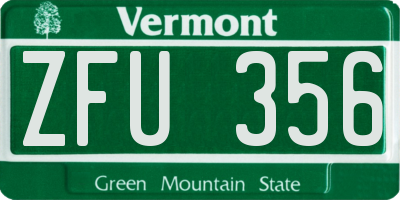 VT license plate ZFU356