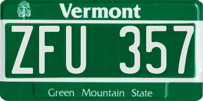 VT license plate ZFU357