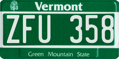 VT license plate ZFU358