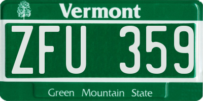 VT license plate ZFU359