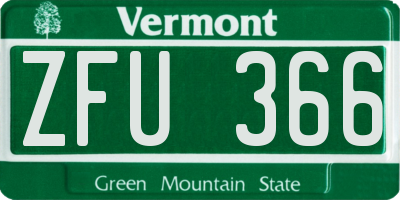 VT license plate ZFU366