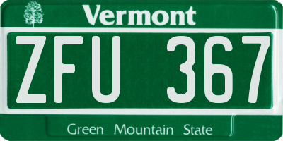 VT license plate ZFU367