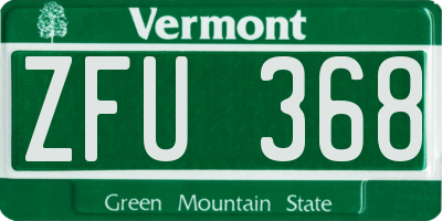 VT license plate ZFU368