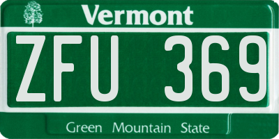 VT license plate ZFU369