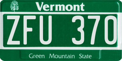 VT license plate ZFU370