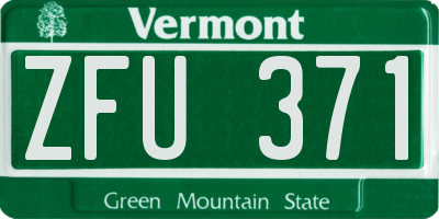 VT license plate ZFU371