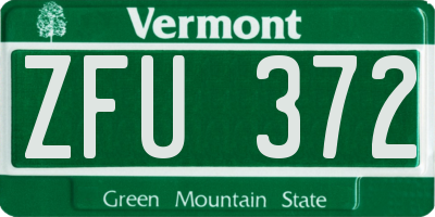 VT license plate ZFU372