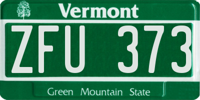 VT license plate ZFU373