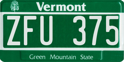 VT license plate ZFU375