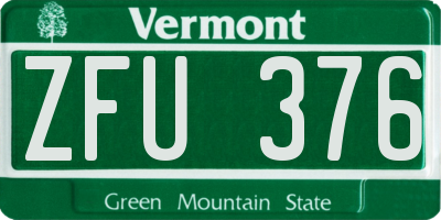 VT license plate ZFU376