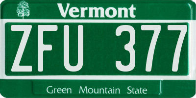 VT license plate ZFU377