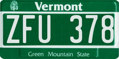 VT license plate ZFU378