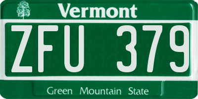 VT license plate ZFU379