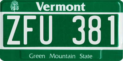 VT license plate ZFU381