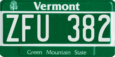 VT license plate ZFU382