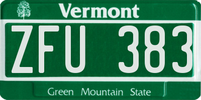VT license plate ZFU383