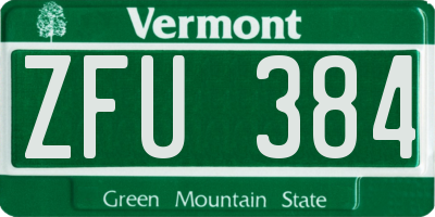 VT license plate ZFU384