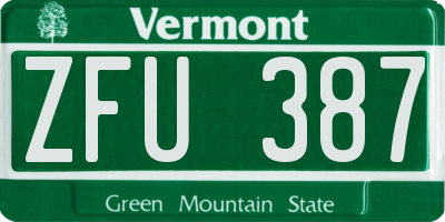 VT license plate ZFU387