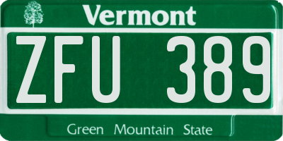 VT license plate ZFU389