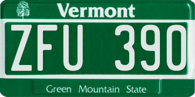 VT license plate ZFU390