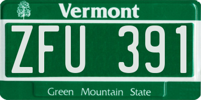 VT license plate ZFU391