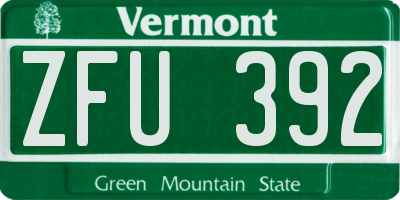 VT license plate ZFU392