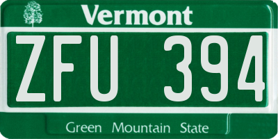 VT license plate ZFU394