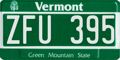 VT license plate ZFU395