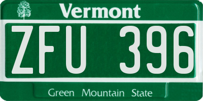 VT license plate ZFU396