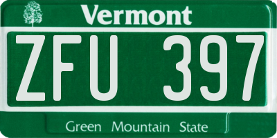 VT license plate ZFU397