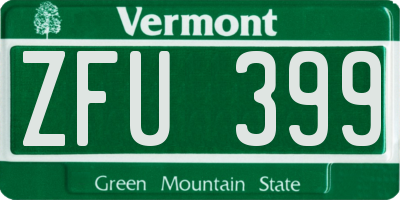 VT license plate ZFU399