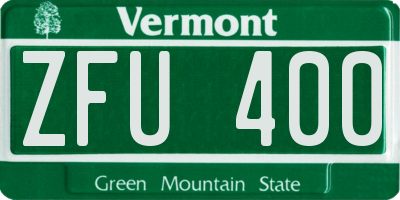 VT license plate ZFU400