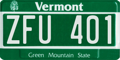 VT license plate ZFU401