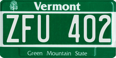 VT license plate ZFU402