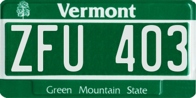 VT license plate ZFU403
