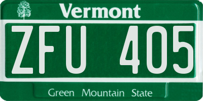 VT license plate ZFU405