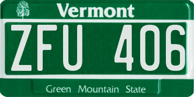 VT license plate ZFU406