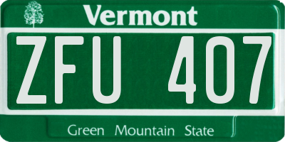 VT license plate ZFU407