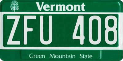 VT license plate ZFU408