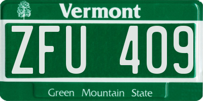 VT license plate ZFU409