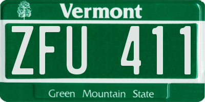 VT license plate ZFU411