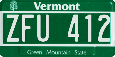 VT license plate ZFU412