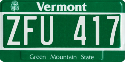 VT license plate ZFU417