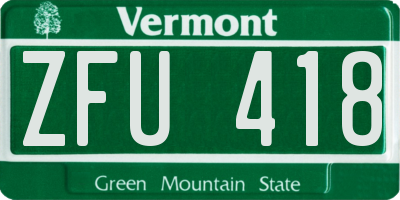 VT license plate ZFU418