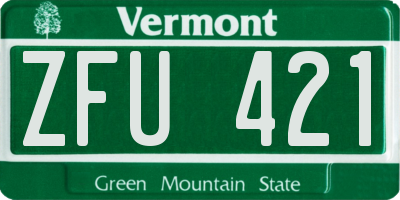 VT license plate ZFU421