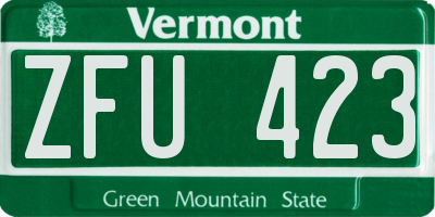 VT license plate ZFU423