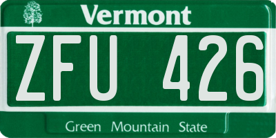 VT license plate ZFU426