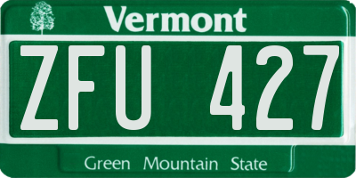 VT license plate ZFU427
