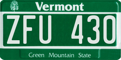 VT license plate ZFU430