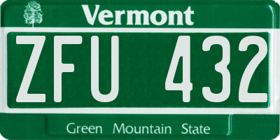 VT license plate ZFU432